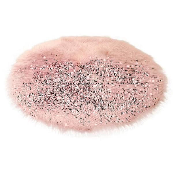 2 st Runda Vinterfårfällsplädar Pläd Sittdyna Stol Kudde Sittdyna Rosa 35cm