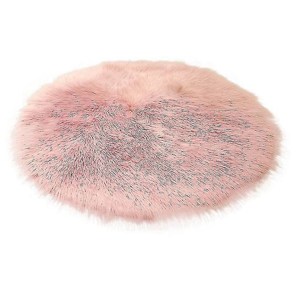 2 stk Runde Vinter Kunstig Pels Saueskinn Pluss Matte Seteputer Stolputer Seteputer Rosa 35cm