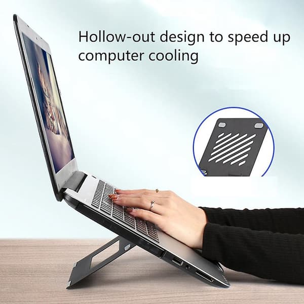 Laptopstativ Metall Kylande Fällbart Laptopstativ (Svart)
