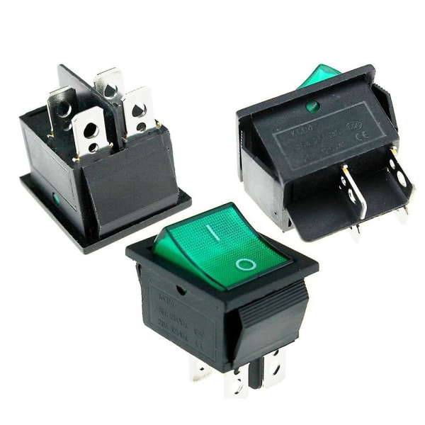 4 st Rocker On/Off-brytare 16A Brytare Grön+röd Indikator Snap Rocker Brytare