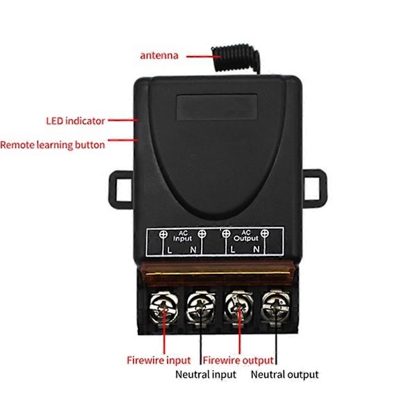 AC 220V 30A 1CH 433MHz Trådløs Fjernbetjeningsswitch RF Relæmodtager + Til/Fra Sender til Elektrisk Apparat Lampe