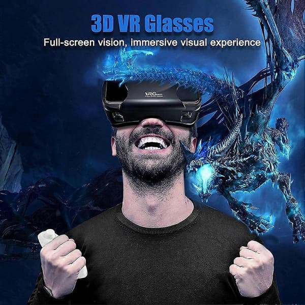 VR Glasögon Fullskärm Virtual Reality 3D Glasögon VR Set 3D Virtual Reality Goggles, Justerbar VR G