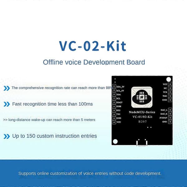 VC-02-Kit AI Intelligent Offline Stemmegenkendelse Kontrolmodul Udviklingskort