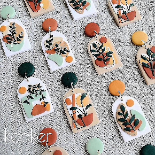 126 st Polymer Clay Cutters Set för örhängetillverkning med örhängskort och krokar