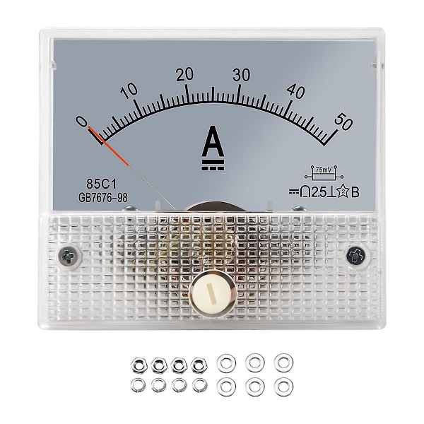 85C1 DC 0-50A Rektangulær Analog Panel Amperemeter Måler