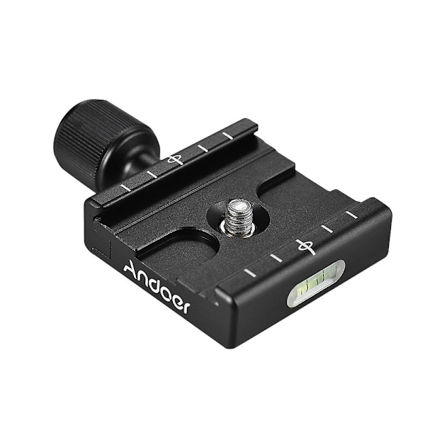 Andoer QR-50 Snabbfäste Platta Klämma Adapter med Inbyggd Vattenpass för Arca Swiss RRS Wimberl