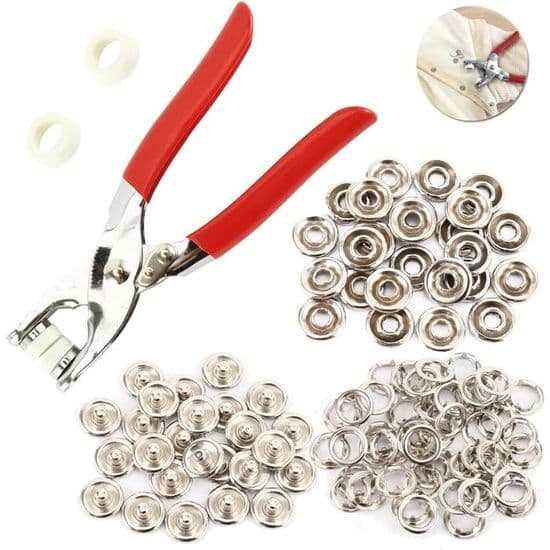 100 metal trykknapper med clips til syfri tasker og tøj DIY-projekter PZCC