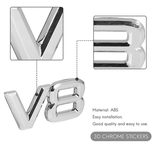 7,5x3,5 cm Auto auto V8 -tarrat 3D kromitarra-merkkiembleemi
