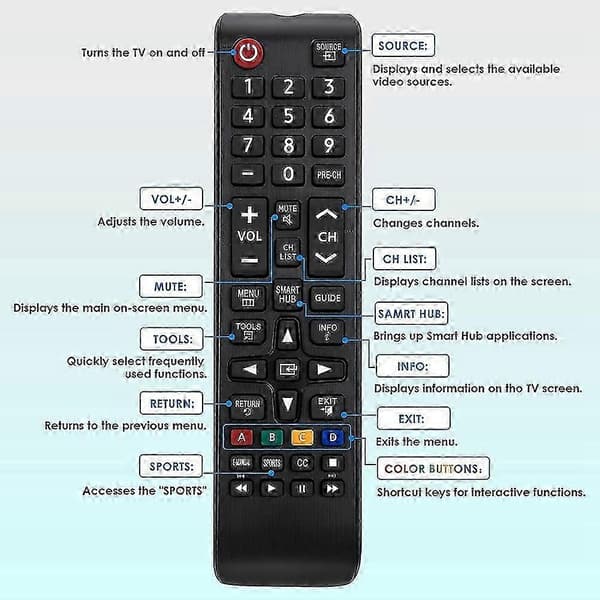 Fjärrkontroll för Samsung-tv-fjärrkontroll Alla Samsung Lcd 3D Smart Tv