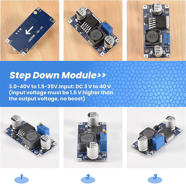 6-pack LM2596 DC-DC-omvandlare 3,0-40V till 1,5-35V Strömförsörjningsmodul (6-pack)