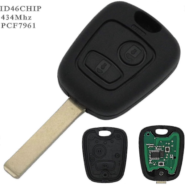 Komplet nøgle med elektronik til programmering Plip Peugeot 107 207 307 407 106 206 306 406 Citroen C1 C2 C3 C4 C5 C6 C8 Xsara Saxo Berlingo Fjernbetjening