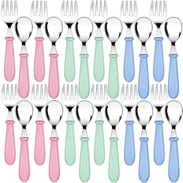 24 Pieces Toddler Forks And Spoons Kids Cutlery Set Toddler Silverware Stainless Steel Utensils Tod