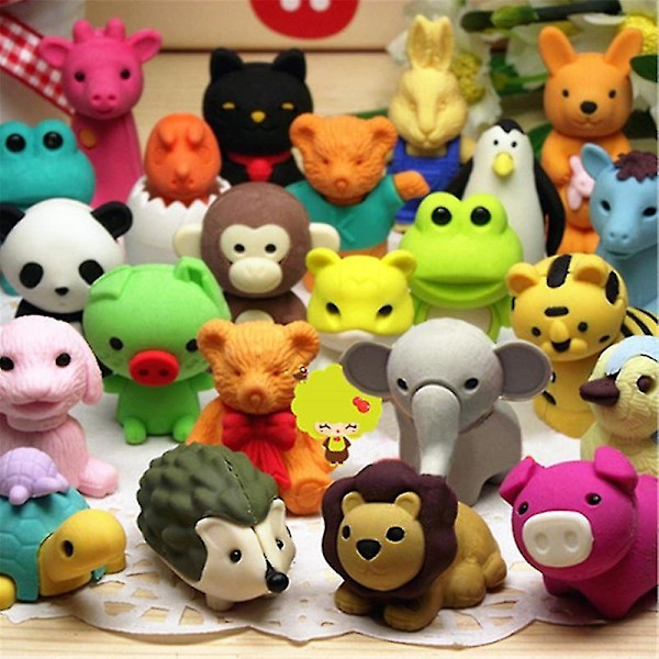 50st Djursuddgummi Bulk Mini Penna Suddgummin Pussel Suddgummin Skrivbord Husdjur Avtagbar montering Pussel Barn Suddgummi