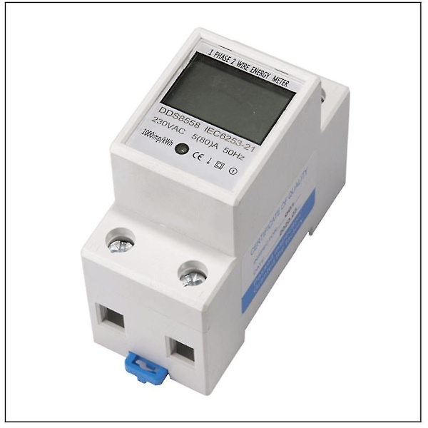 Din-skena Kwh-mätare 1 fas 2 trådar Lcd digital display förbrukning energi elektrisk Kwh-räknare Ac110