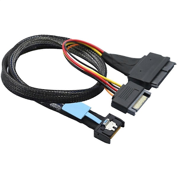 Gen5 MCIO Slimline SFF-8654 4I till SAS 8639 U.2 Adapterkabel + 15P SATA Strömkabel Konverteringssladd C