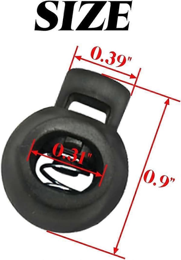 100 st Plast Toggle Enkelt Hål Fjäderbelastad Elastisk Dragsko Rep Snöre