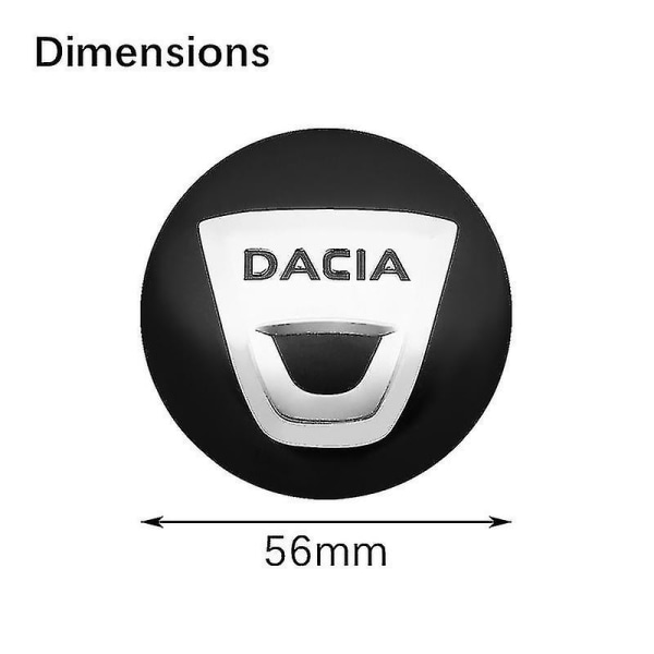 Car Styling 4st 56 mm För Dacia Emblem Badge Hjul Center Hub Cap Cover Sticker För Dacia Duster Logan Sandero Lodgy Accessoarer, svart