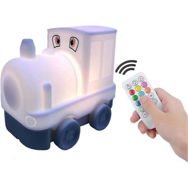 Natlampe Børneværelse Lampe Baby Natlampe LED Genopladelig 9 Farver Natlampe (Fjernbetjening + Touch Dæmpning) Julegave - Tog