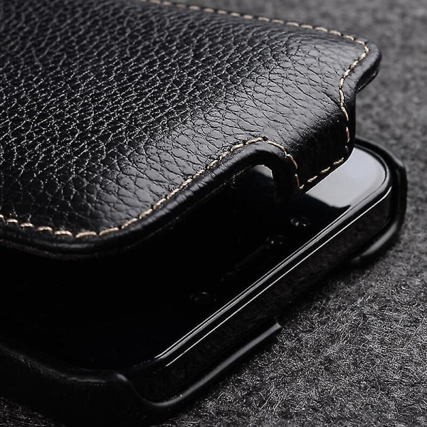 Melkco For Iphone 13 Pro Litchi Texture Phone case Äkta koläder+pc Vertikalt Flip Cover