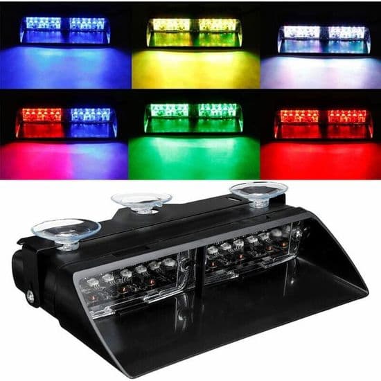 Bil/tilhenger blinkende varsellys, 12 LED, 12V, 36W, 18 blitsmoduser, frontrutemontering, 22 x 8 x 4.5cm, PZCC