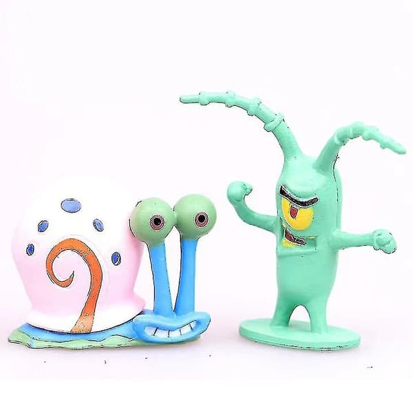 8 stk Dekorasjonsleker Spongebob Squarepants Figurer Sett Squidward, Sandy Cheeks, Patrick Star, Mr. K