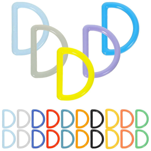 D-ring Spänne Mångsidiga Handväskor Ryggsäckar Blandade Färger 2,7x2x0,2cm Halkfri 32-pack
