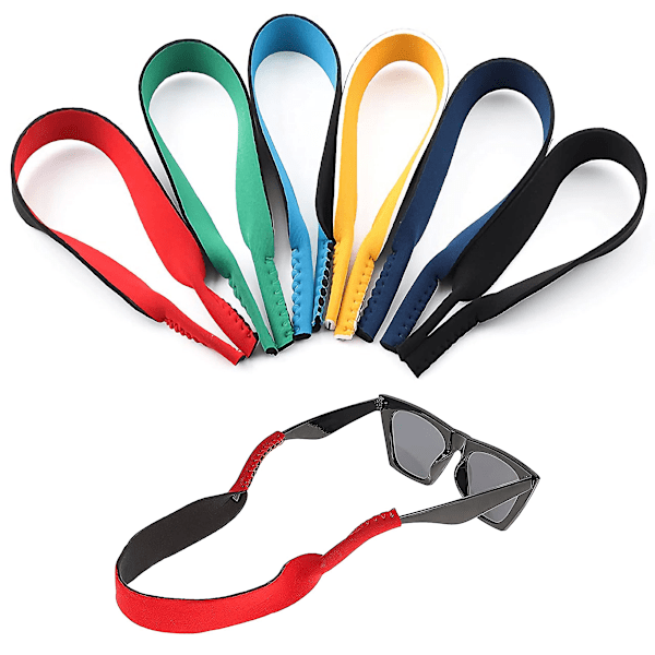 6Pack Neoprene Elastic Cord Retainer Strap Band for Sports Eyeglass and Sunglass, Eyewear Holder Strap Glasses Head Band