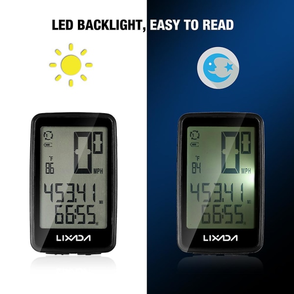 Lixada USB Genopladelig Trådløs Cykelcomputer med Cykelspeedometer Odometer