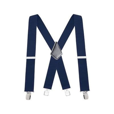 Ultrastarka justerbara elastiska hängslen 120 cm x 5 cm X-form marinblå YYV
