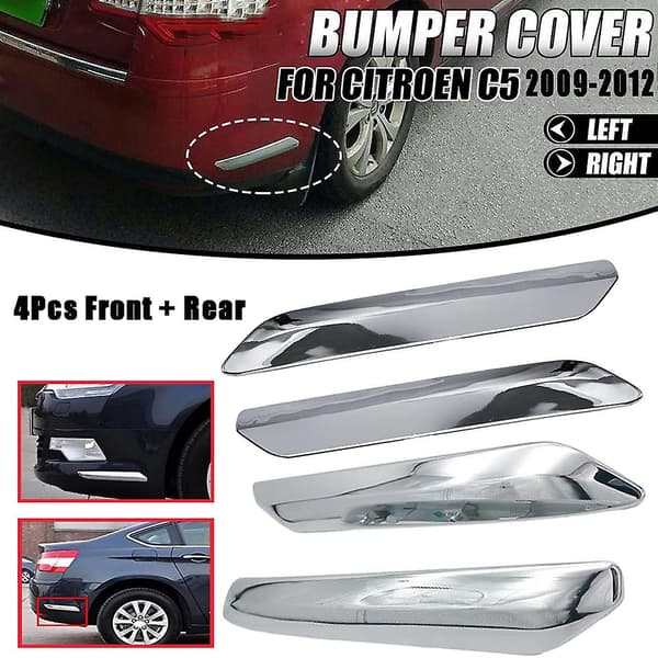 4 stk/sett Bil Front + Bakre Bumper Stripe Deksel Trim Krom Dekorasjon for C5 2009 2010 2011 2012