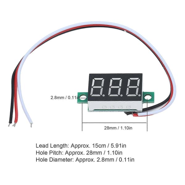 Højkvalitets 2 stk. tre-leder DC digital display voltmeter hoved 0,36\" LED digital voltmeter