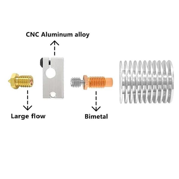 Højkvalitets 3D printer tilbehør voron0.1 opgradering V6 aluminium hot end kit