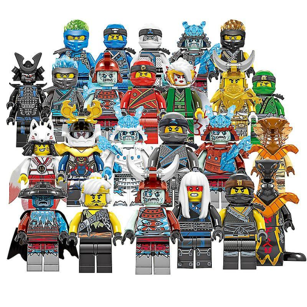 Sæt med 24 stk. Ninja Minifigurer Kai Jay Sensei Wu Master Byggeklodser Legetøj