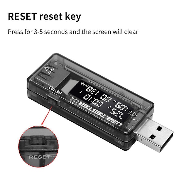 USB-testare Ström Spänning Laddare Kapacitetstestare Voltmeter Display USB Ström Spänning Testkort