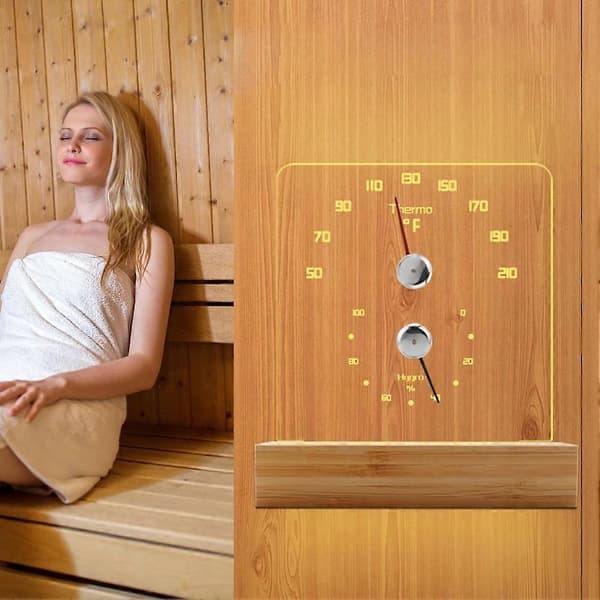 Sauna Termometer 2 i 1 Fahrenheit Termometer Hygrometer med LED-lys Sauna Tilbehør for Sauna