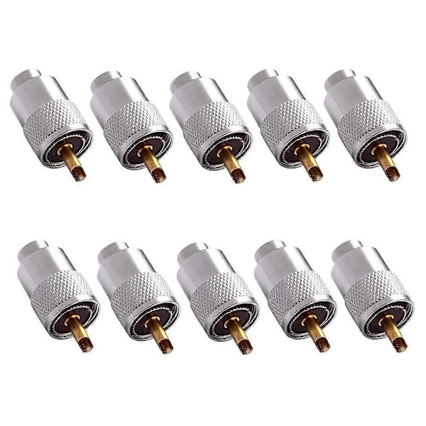 10-pak UHF/PL-259 loddekonnektorstik med reduktionsstykke til RG8X, RG8, RG59, LMR-400, RG-213 koaksial C