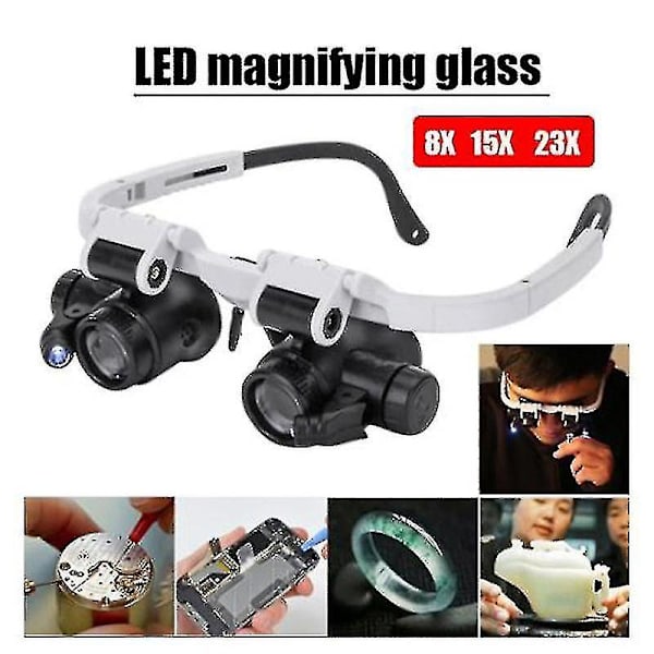 Hodebåndsforstørrelsesglass med LED-lys 8x 15x 23x Urmaker Smykke Lupe Hfmqv