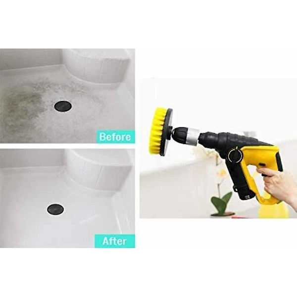 Power Scrubber Borstkit - Borstfäste med 6 tums förlängare / 4 nylonborstar / 6 st skrubbdukar, för fog, kakel, badrum, kök