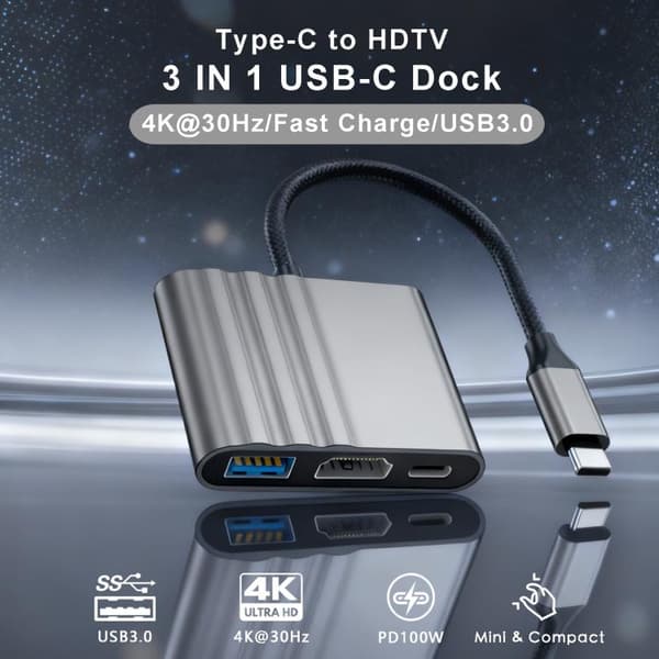 3-i-1 USB-C-adapter for lading og bildeoverføring