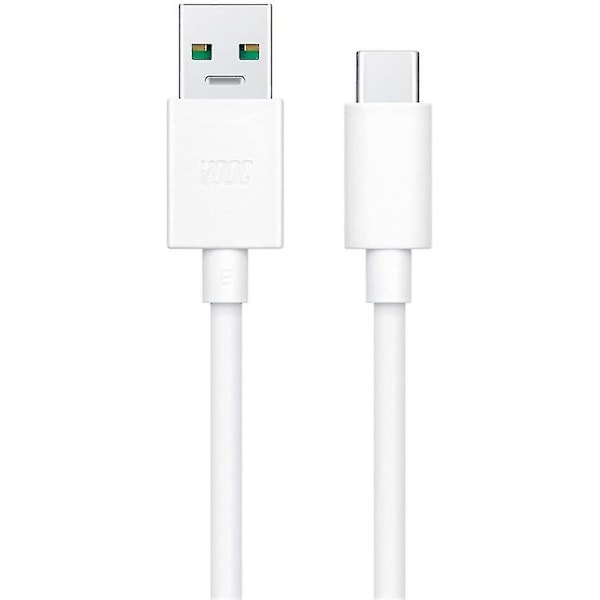 Offisiell Oppo DL129 VOOC USB Type C til USB Type A Datakabel - Hvit (Bulkpakket)