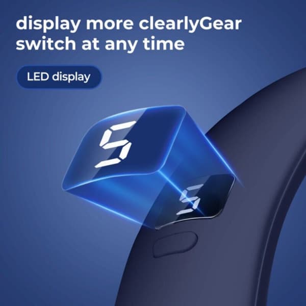 Bærbar bladløs ventilator – Digitalt display – 5 justerbare blæserhastigheder – USB-C opladning – Blå