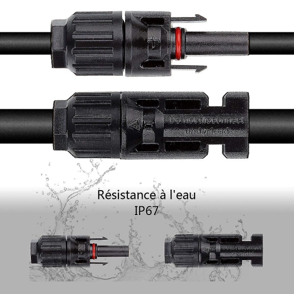 10 par Mc4 han/hon-kontakt för solpanelkabel fotovoltaiska system, solpanelkabeltillbehör, vattentät - svart