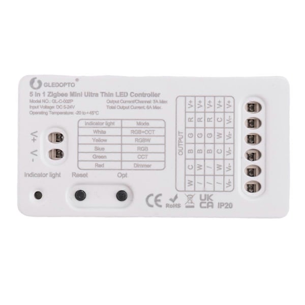 GLEDOPTO Zigbee 3.0 DC5-24V Mini 5 i 1 RGBCCT/RGBW/RGB/CCT/Lysdæmper LED Lysstrip Controller til TV