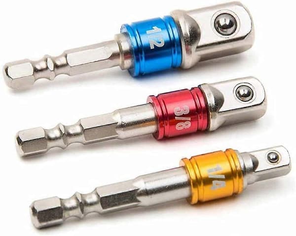 Bor 3 stk. Socket Bit Adapter Sett Hex Shank Forlengelse Til 1/4 3/8 1/2 Tommer