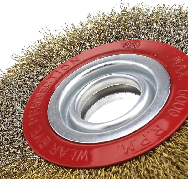 Sirkelformet stålbørste kompatibel med slipebenk, diameter 125mm