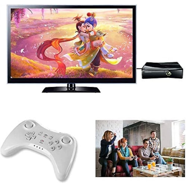 Pro-kontroller för Wii U, Ead trådlös handkontroll för Nintendo Wii U Dual Analog Game Remote Joystick (vit)