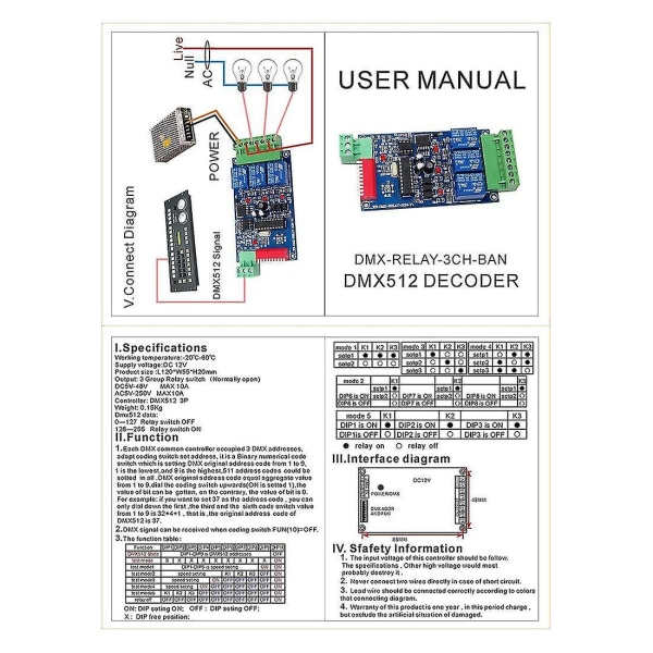 3ch Dmx 512 Relay Output, Led Dmx512 Controller Board, Led Dmx512 dekoder, relä