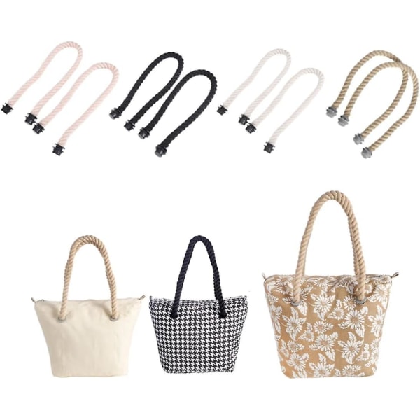 O Bag Lange Håndtak, 2 stk Klassisk Tauhåndtak Håndtak Bytte for Obag Canvas Bag Tilbehør Damer Bag Lys Khaki, Håndtak O Bag