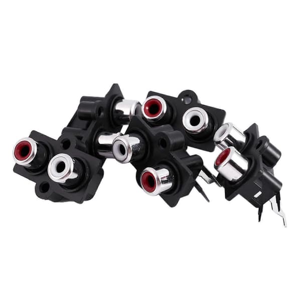 5 stk. PCB-montert 2-posisjons stereo audio video-jack hunnkobling