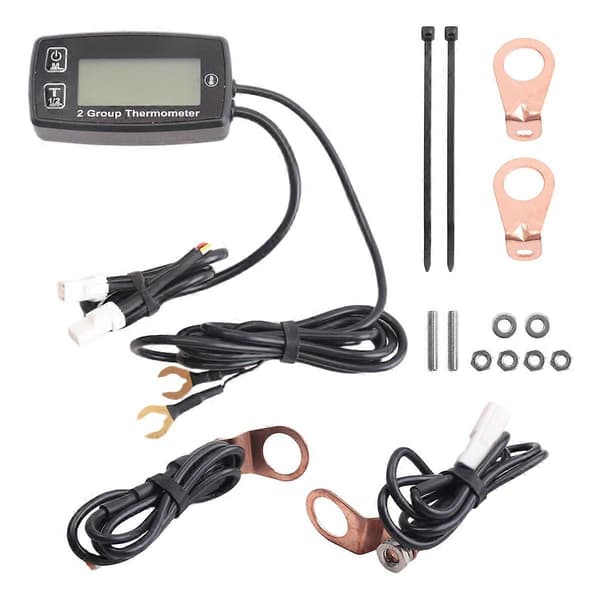 Dual Channel LCD Termometer Motor Temperaturmåler Digital Skjerm med RL-TS002 Sensor for Motorc